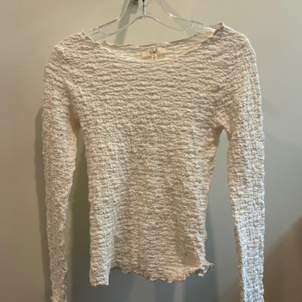 Versatile Size Small White/Off White Easel Popcorn Knit Top
